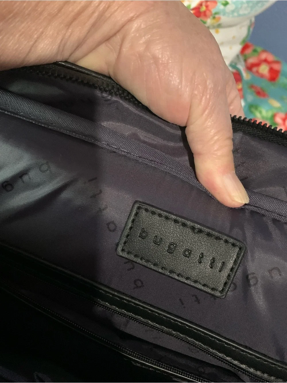 Bugatti Black Leather Briefcase Laptop Carry on Bag With Bakelite Logo